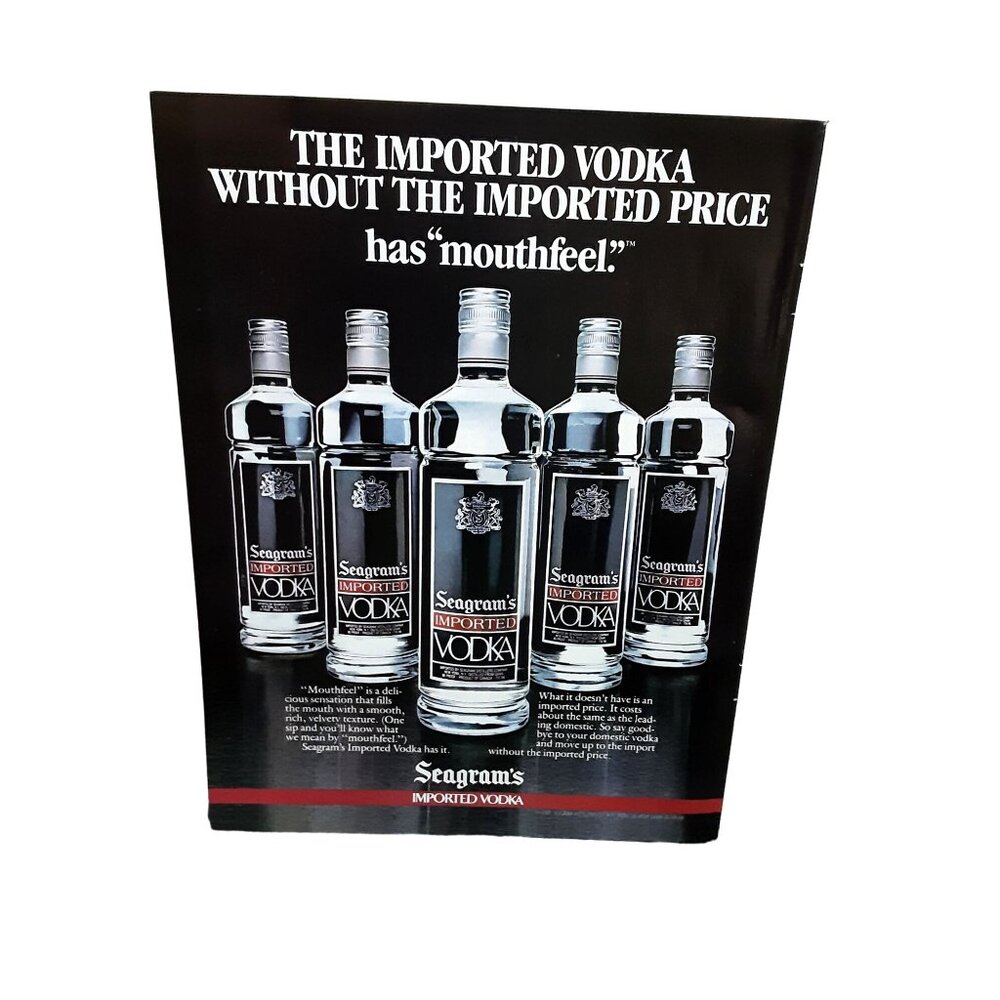 1985 Seagrams Imported Vodka Mouthfeel Original Print Ad